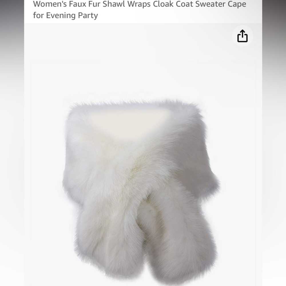 Off White Faux Fur Shawl Wrap
